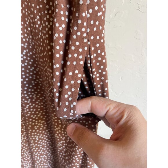 J. Jill Size XL Wearever Brown White Dot Dress Short Sleeve - Picture 7 of 8